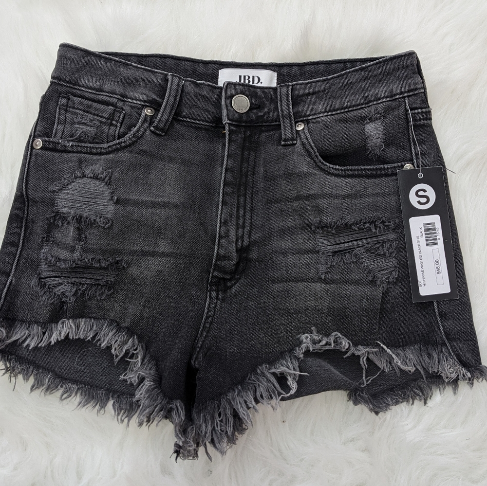 Boutique black washed jean shorts
